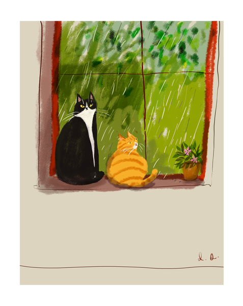 The Rainy Day - Cat Print