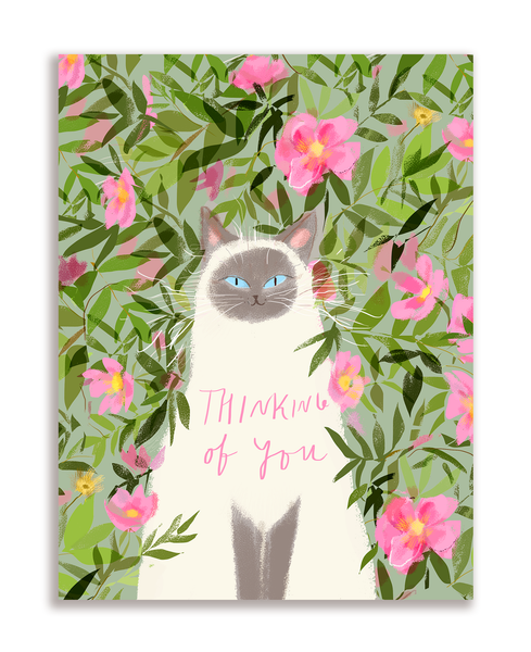 Thinking of You Rose Cat Card