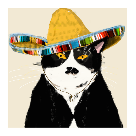 Sombrero Cat Print