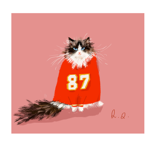 Superbowl Sunday Cat Print - Taylor Swift's Cat