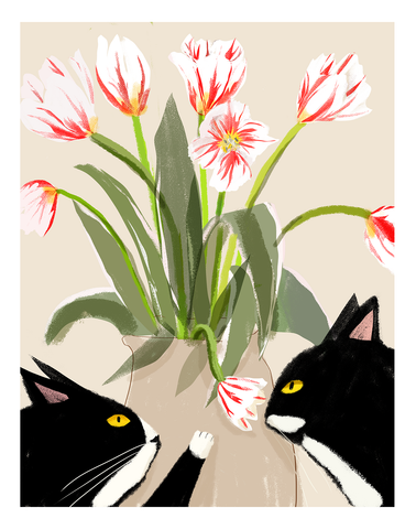 Dutch Tulip Cat Print