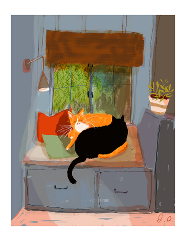 Window Seat Cat Print