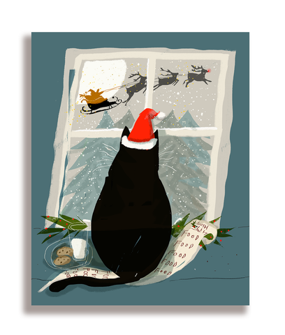 Waiting for Santa - Christmas Cat Card