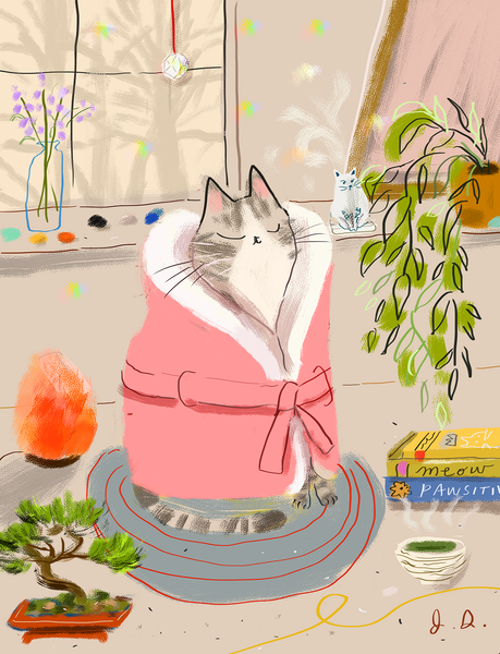 Zen Kitty Cat Print