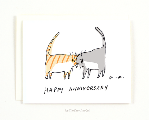 Happy Anniversary - Headbutt Cat Card