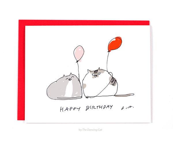 HBD - Balloon Cat Birthday Card