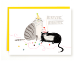 Happy Birthday Card- Tux & Grey