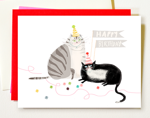 Happy Birthday Card- Tux & Grey
