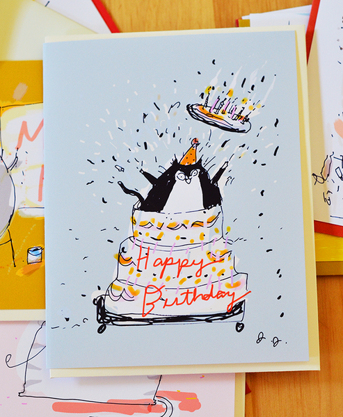 Giant Cake - Birthday Cat Card