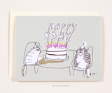 Pink Candles - Birthday Cat Card