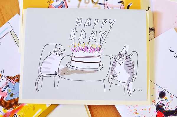 Pink Candles - Birthday Cat Card