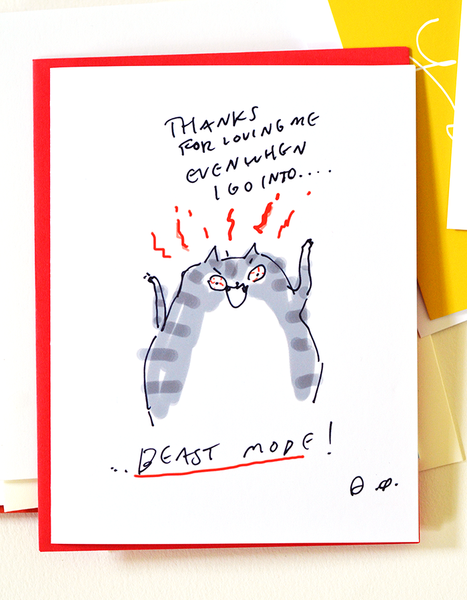 Funny Cat Card- Beast Mode