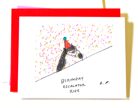 Birthday Escalator Ride - Funny Birthday Cat Card