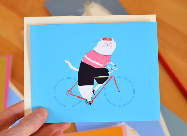 The Bike Rider Cat Card
