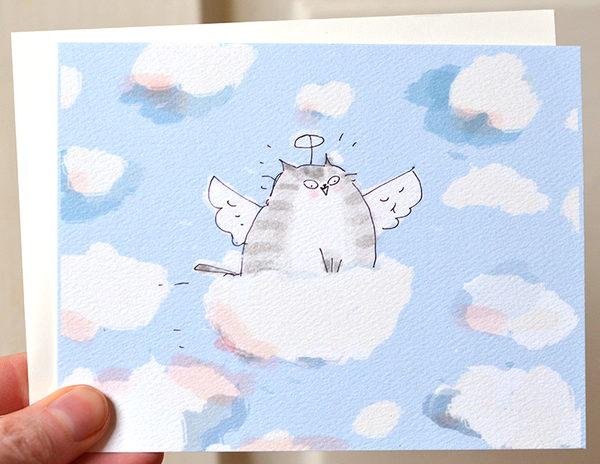 Angel Cat - Cloud Ride - Cat Sympathy Card