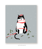 Seasons Greetings- Christmas Cat Card - Tuxedo Cat