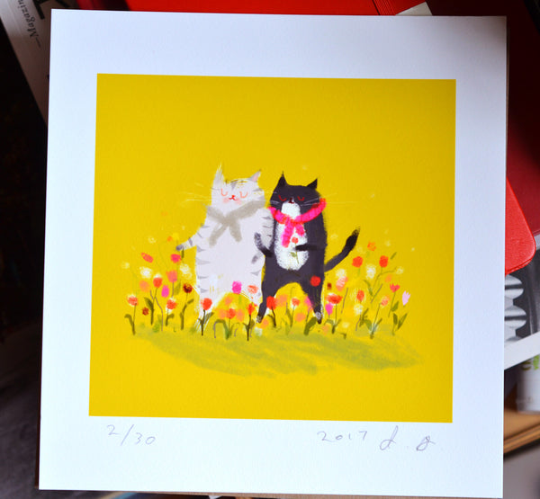 Garden Stroll Cat Print