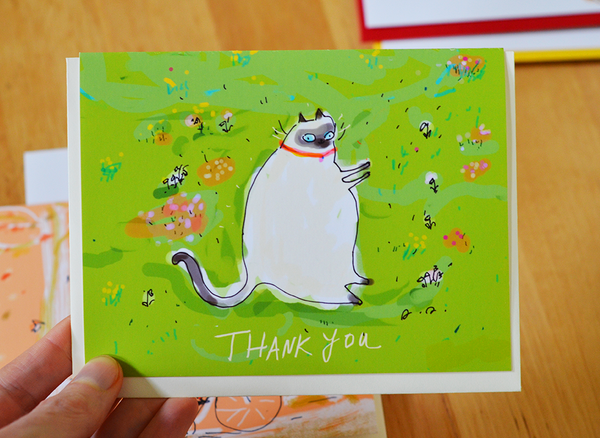 Garden Cat- Thank You Card - Siamese Cat