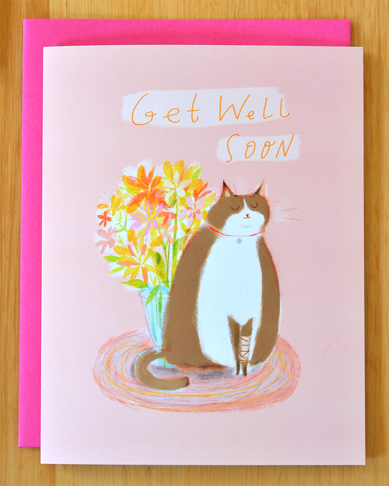 Get Well Soon Cat Card - Grey Buddy | The Dancing Cat