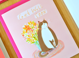 Get Well Soon Cat Card - Grey Buddy