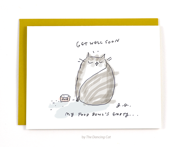 Get Well Soon - Food Bowl- Cat Card