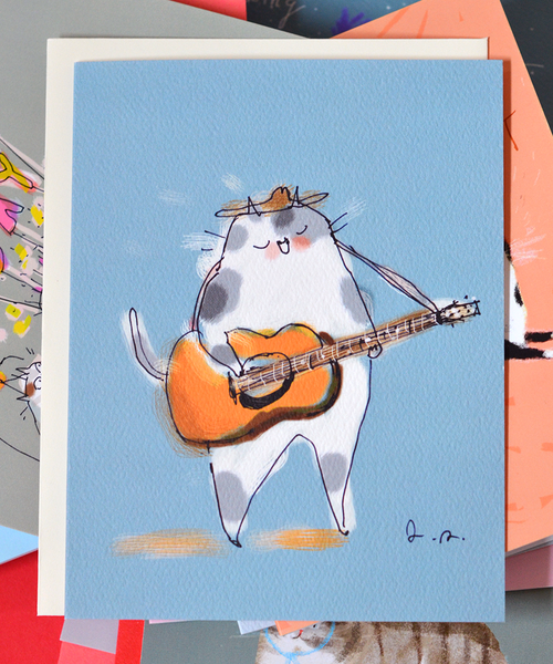 Guitar Cat Card