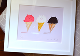 Kitty Cones - Fine Art Print - Strawberry, Vanilla, Chocolate