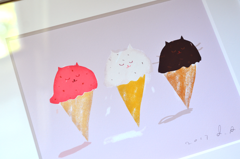 Kitty Cones - Fine Art Print - Strawberry, Vanilla, Chocolate