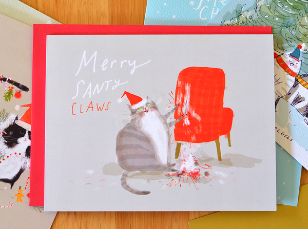 Merry Santy Claws- Christmas Cat Card