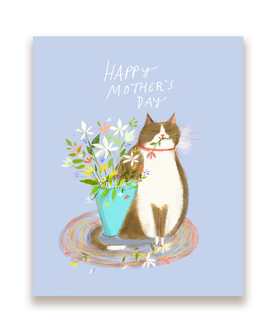 Happy Mother's Day Cat Card- Floral Cat