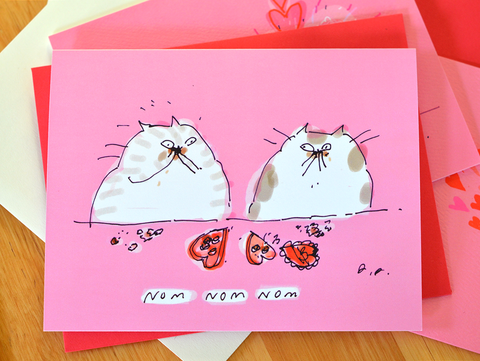 Nom Nom Nom - Valentine Card - Fat Cats