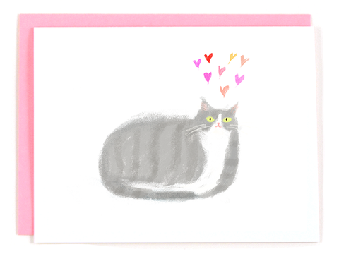 Little Grey - Love Cat Card - Mini Card