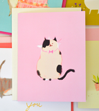 Happy Cat Card- Pink Bow Tie