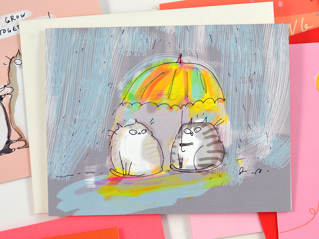 Rainy Day Friend Card | The Dancing Cat Rainy Day Friend Card | The Dancing Cat