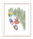 Sledding Party - Cat Print