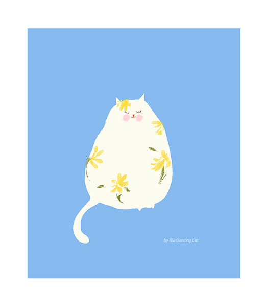 Flower Power Cat Print