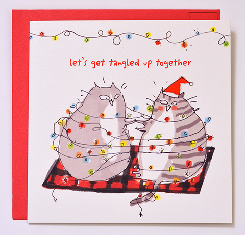 Let's Get Tangled Up Together- Christmas Cat Card