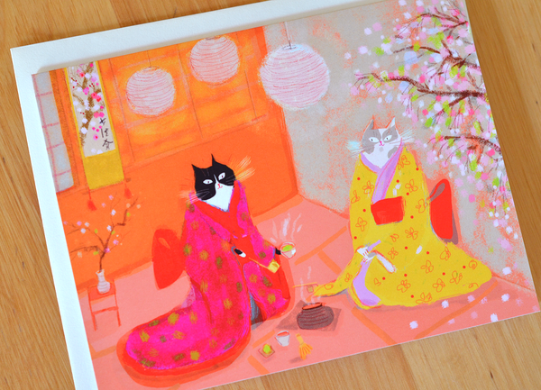 Japanese Tea Ceremony Cat Card