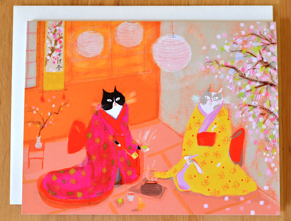 Japanese Tea Ceremony Cat Card