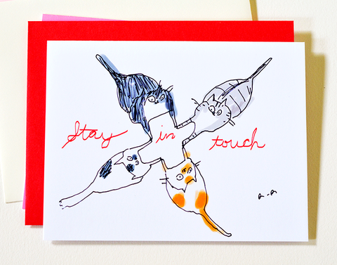 Stay In Touch- Cat Card- Miss You Card