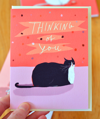 Thinking of You- Tuxedo Cat Card