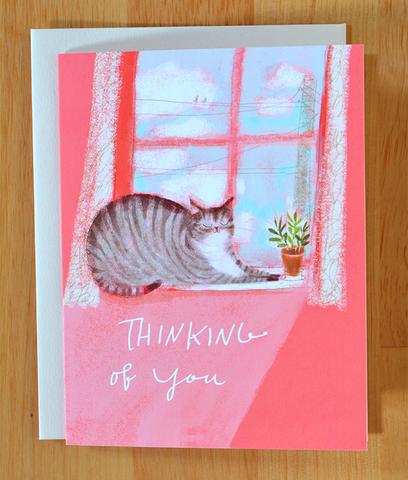 Thinking of You- Window Cat Card