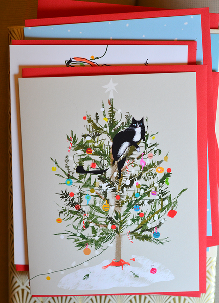 Christmas Tree Cat Card