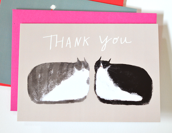 Double Cat Thank You Card - Mini Card