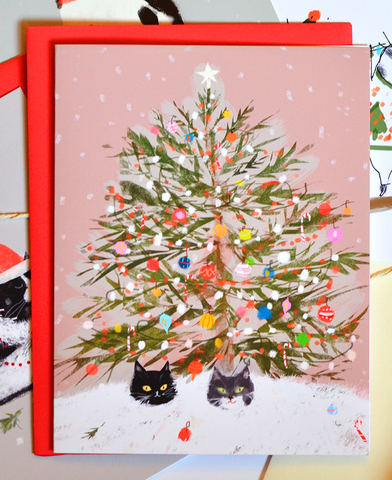Christmas cat Card - Under the Christmas Tree