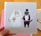 LARGE Card- Wedding Cat Card - Bride & Groom