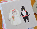 LARGE Card- Wedding Cat Card - Bride & Groom
