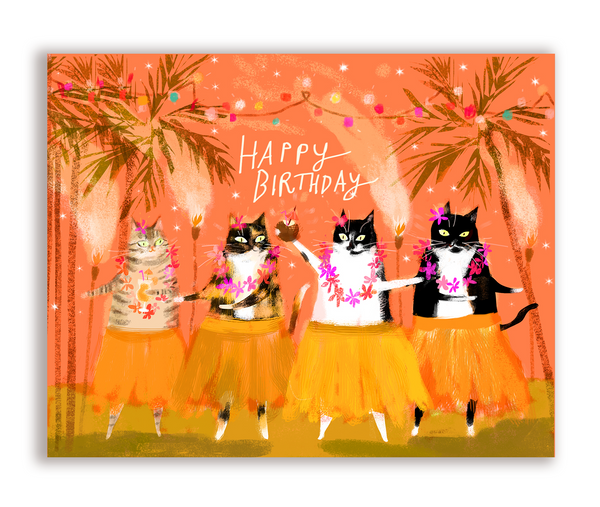 Tiki Cat Birthday Card