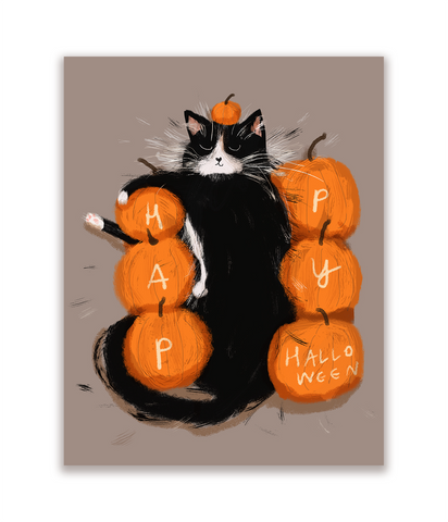 Happy Halloween Pumpkin Bed Cat