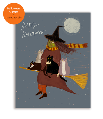 Halloween Classics Cat Card Set - Mixed Set of 4